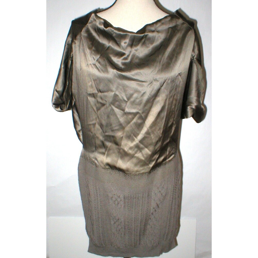 New Womens M 6 NWT Dress 3 Designer Patrizia Pepe Firenze Brown 100% Silk Wool